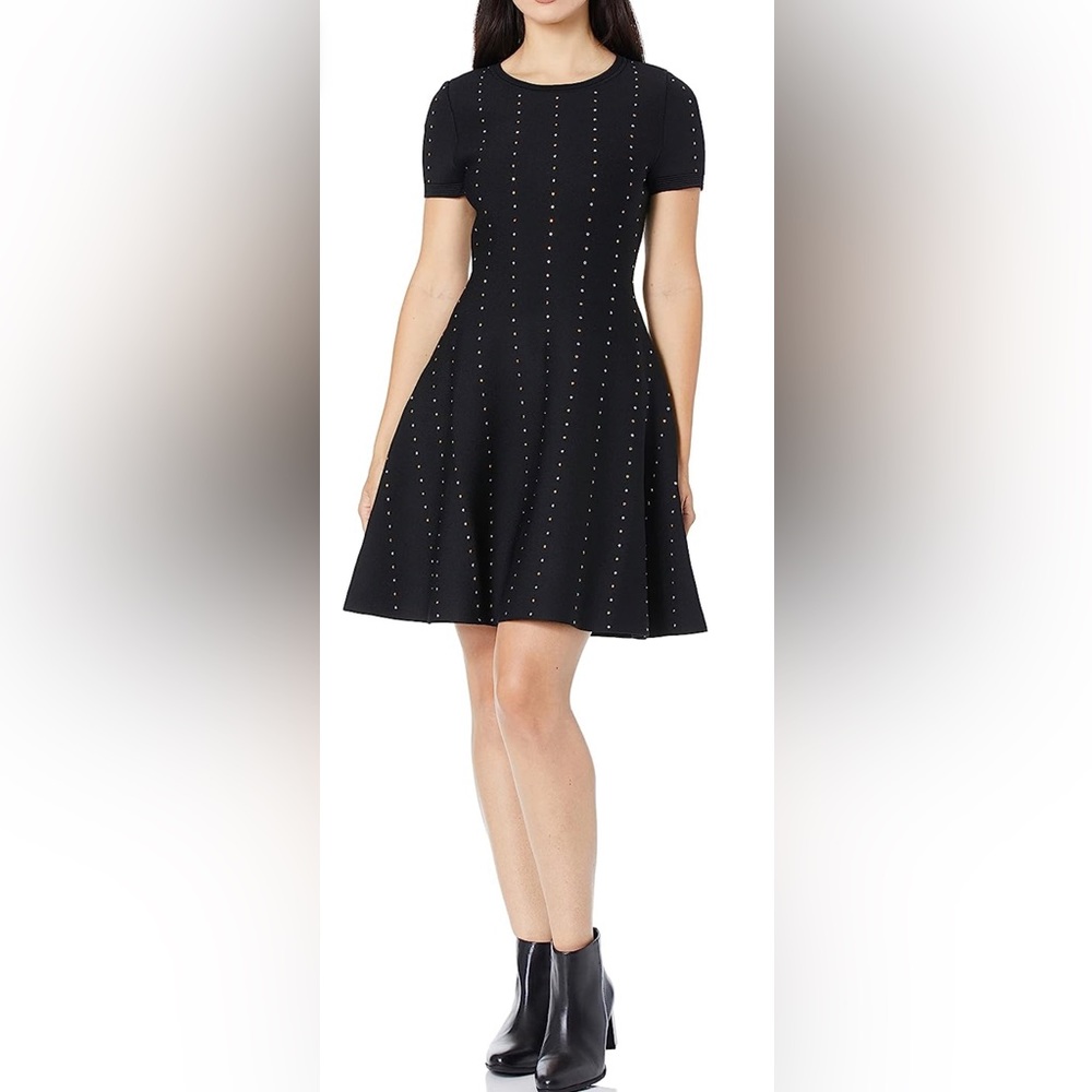 The Kooples Women’s Studded Knit Dress, Black with gold and silver studs -size 2